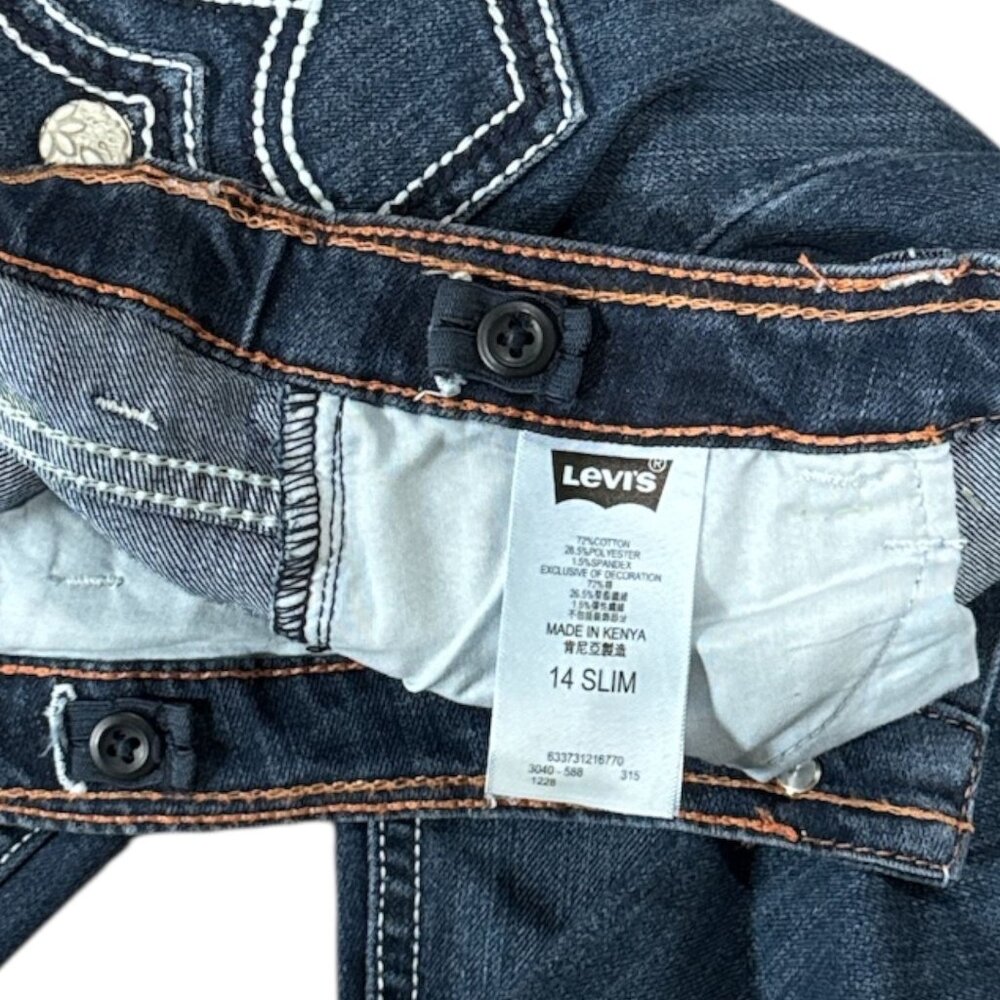 NEW Levis Bootcut Jeans Girls 14 Slim Dark Wash Denim Kids Stretch Summer Style - Picture 9 of 12